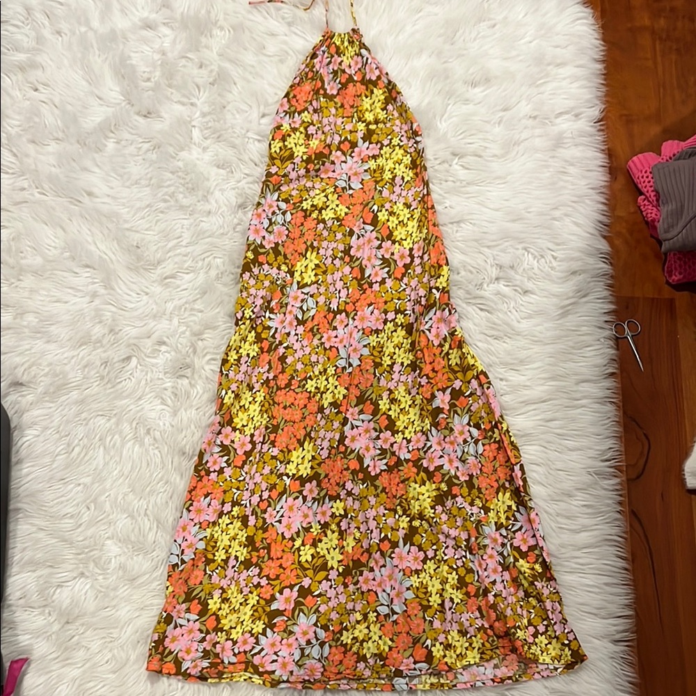 Billabong Yellow Orange Halter Maxi Sundress
